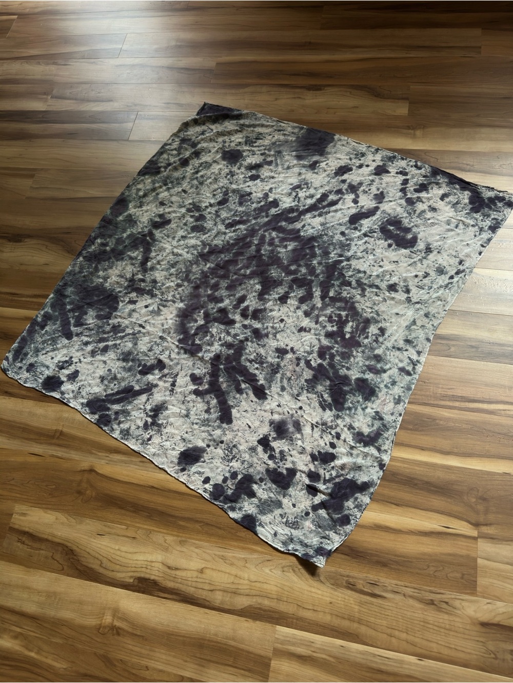 Silk Dyed Scarf Bandana Purple White Green